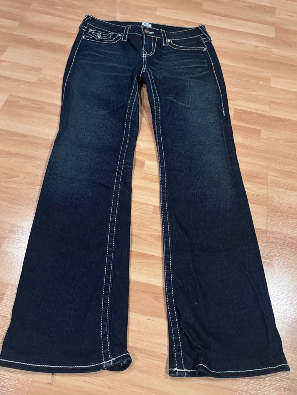True Religion Y2K Dark Wash Bootcut Jeans With Bling